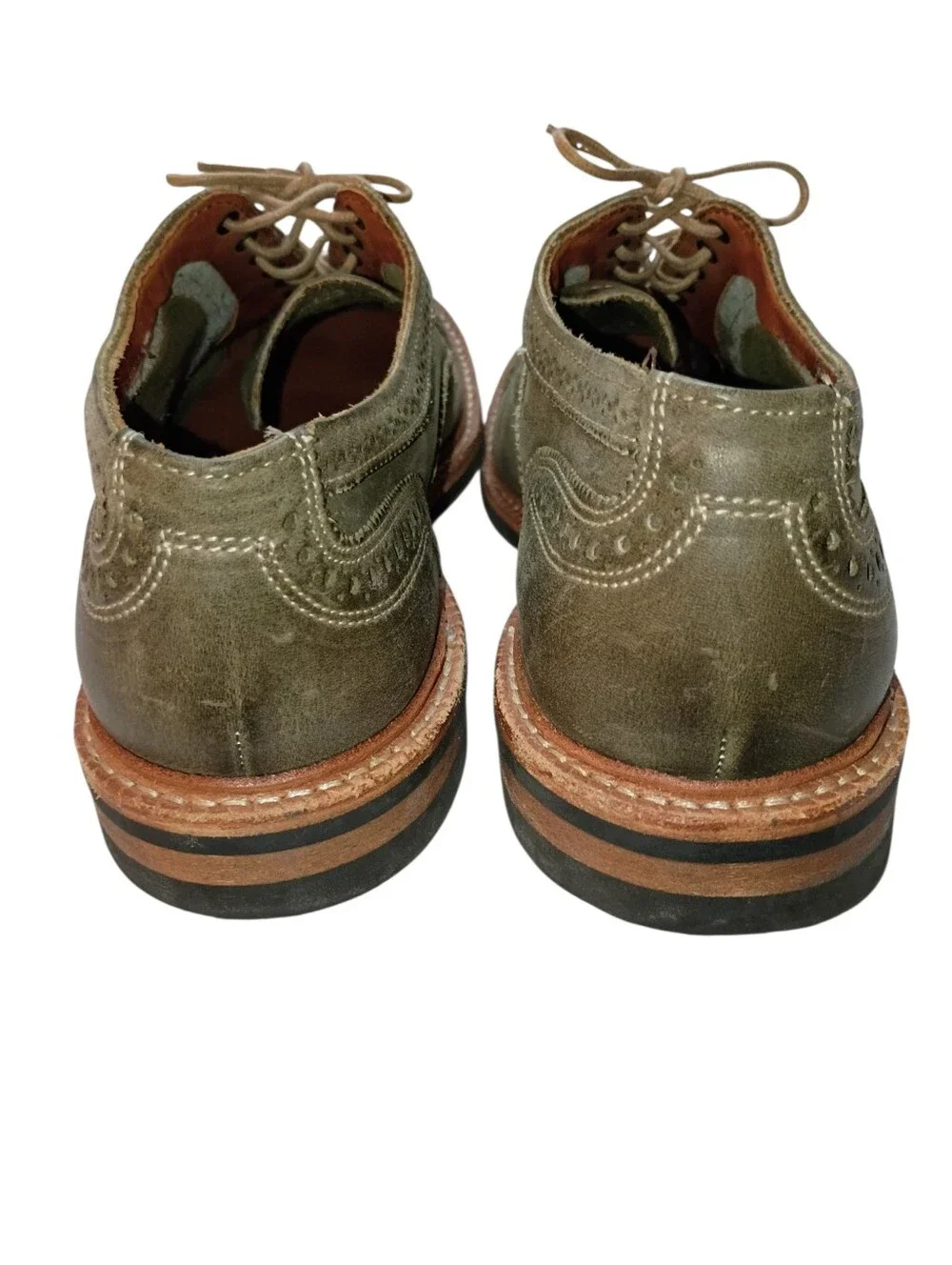 Allen Edmonds Strandmok Cap Toe Oxford Shoes Mens 9 Olive Gray Dainite Sole USA